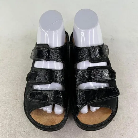Finn Comfort Baltrum Black Leather Sandals Size 38 US 7.5 Women's FOOTBED Shoes