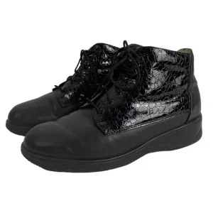 Finn Comfort Booties Black Leather Croc Embossed Shoes Women’s UK 6/US 8.5