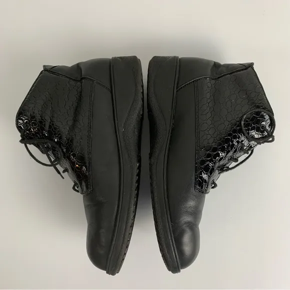 Finn Comfort Booties Black Leather Croc Embossed Shoes Women’s UK 6/US 8.5