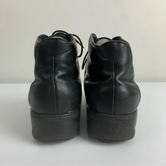 Finn Comfort Booties Black Leather Croc Embossed Shoes Women’s UK 6/US 8.5