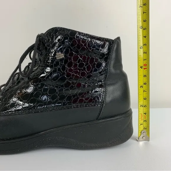 Finn Comfort Booties Black Leather Croc Embossed Shoes Women’s UK 6/US 8.5