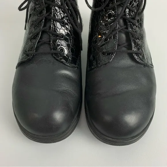 Finn Comfort Booties Black Leather Croc Embossed Shoes Women’s UK 6/US 8.5