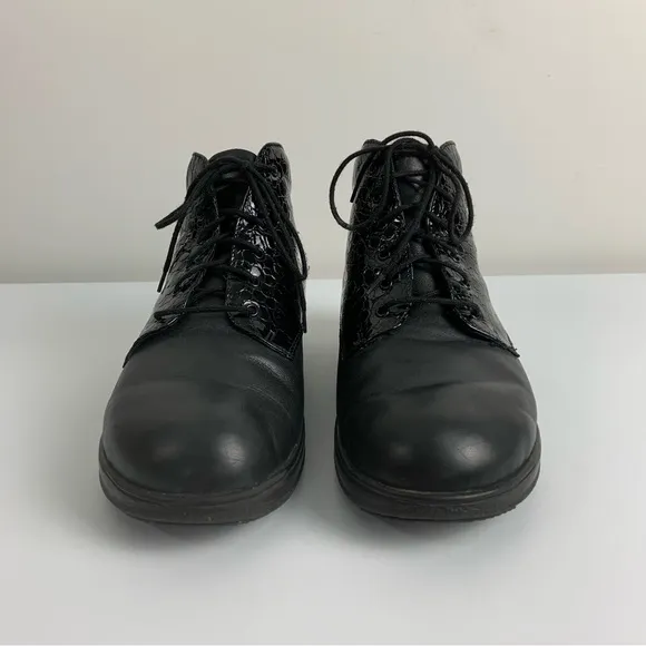 Finn Comfort Booties Black Leather Croc Embossed Shoes Women’s UK 6/US 8.5