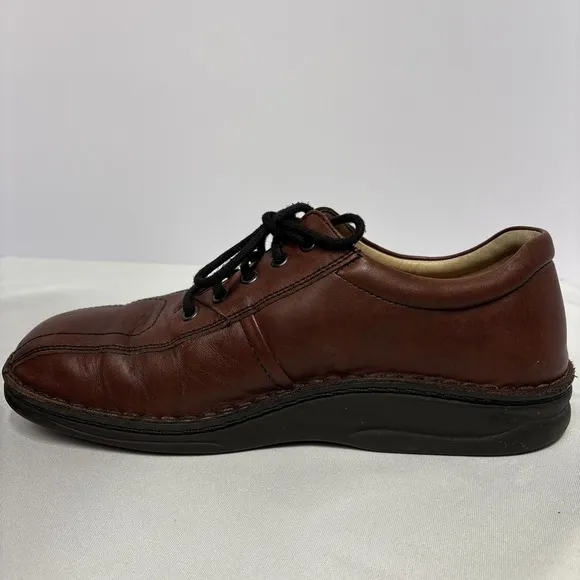 FINN COMFORT Dijon Teak Brown Leather Lace Up SHOES (Mens 11W) Wide MSRP $385