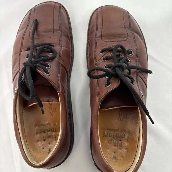 FINN COMFORT Dijon Teak Brown Leather Lace Up SHOES (Mens 11W) Wide MSRP $385
