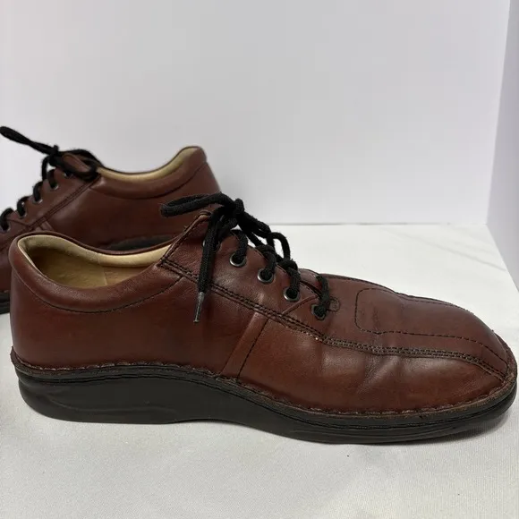 FINN COMFORT Dijon Teak Brown Leather Lace Up SHOES (Mens 11W) Wide MSRP $385