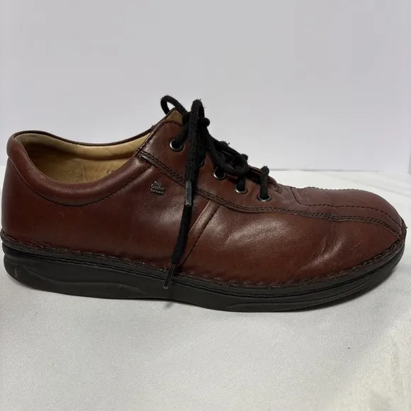 FINN COMFORT Dijon Teak Brown Leather Lace Up SHOES (Mens 11W) Wide MSRP $385