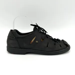 FINN COMFORT Germany Black Leather Fisherman Sandals Shoes Size 38