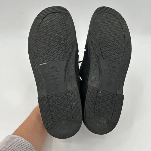 FINN COMFORT Germany Black Leather Fisherman Sandals Shoes Size 38