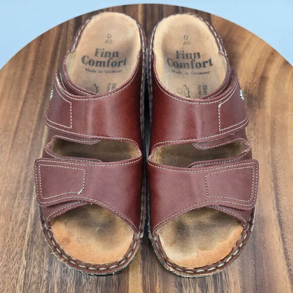 Finn Comfort Jamaica Sandals Women's 9 US 40 EU Brown Leather Double Strap Wedge