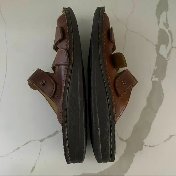 FINN COMFORT KORFU BROWN 100% LEATHER COMFORT SANDALS SIZE 11.5