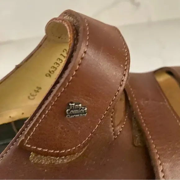 FINN COMFORT KORFU BROWN 100% LEATHER COMFORT SANDALS SIZE 11.5