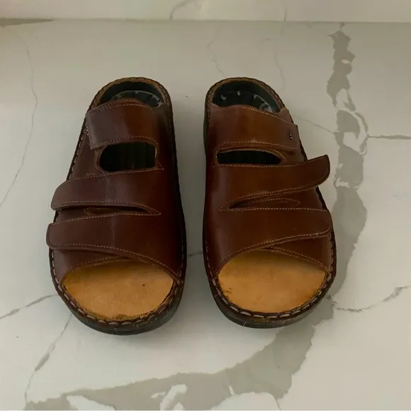 FINN COMFORT KORFU BROWN 100% LEATHER COMFORT SANDALS SIZE 11.5