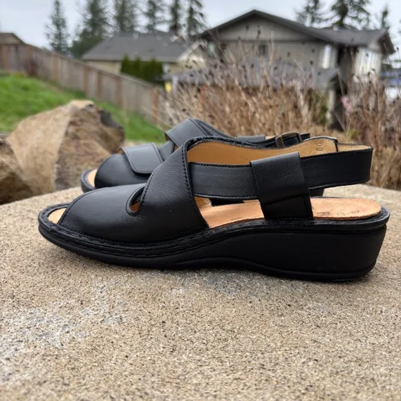 Finn Comfort Sandals Womens Size 7 Gomera Strappy Slingback Buckle Black…