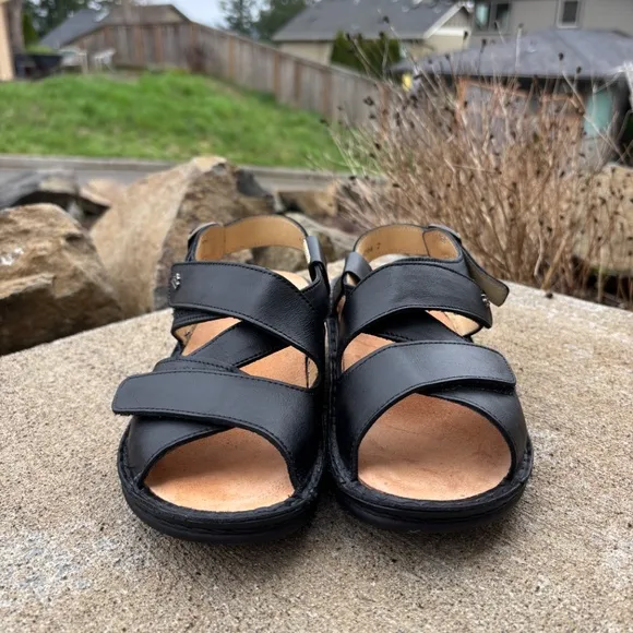 Finn Comfort Sandals Womens Size 7 Gomera Strappy Slingback Buckle Black…