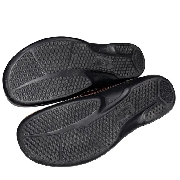 Finn Comfort Stanford Brown Leather Mary Jane Slides Clogs