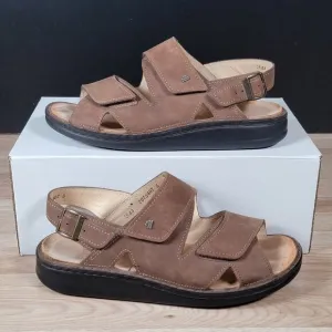 Finn Comfort Toro Sandals Men Size 43 EU 10 US Brown Nubuck Leather Buckle Strap