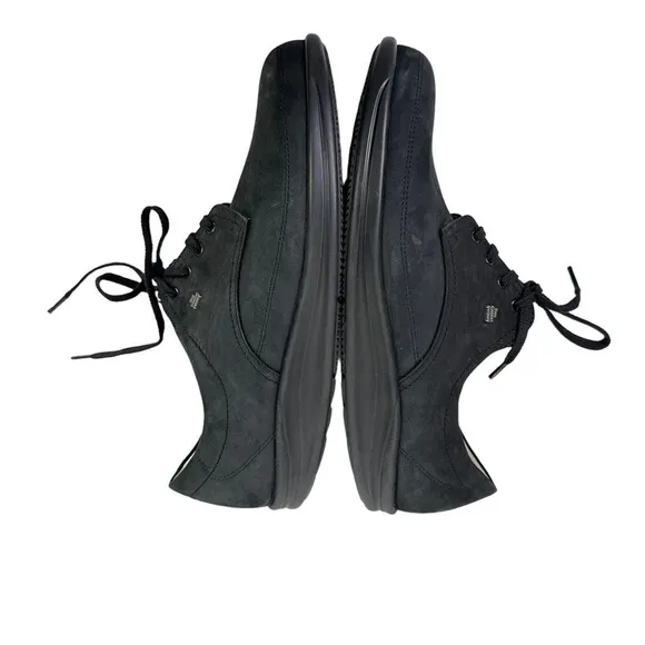 Finn Comfort Womens Buggy Princeton Leather Lace Up Shoe Sz 7 Black Rocker Sole