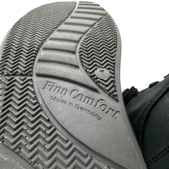 Finn Comfort Womens Buggy Princeton Leather Lace Up Shoe Sz 7 Black Rocker Sole
