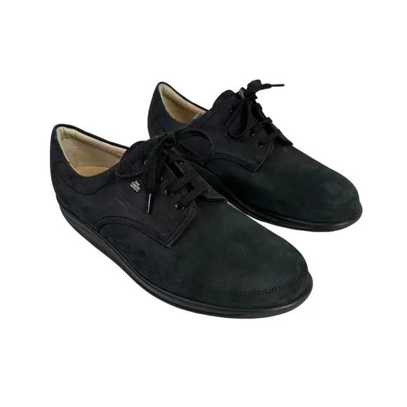 Finn Comfort Womens Buggy Princeton Leather Lace Up Shoe Sz 7 Black Rocker Sole