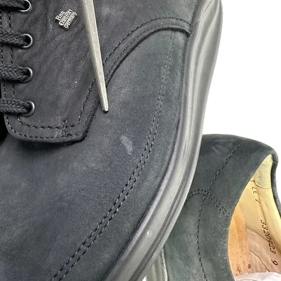 Finn Comfort Womens Buggy Princeton Leather Lace Up Shoe Sz 7 Black Rocker Sole
