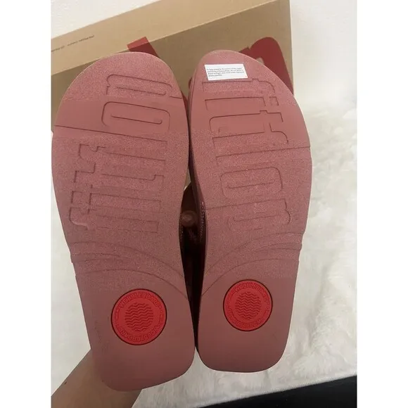 Fitflop Lulu Glitz Toepost Thong Sandals Warm Rose  Womens Sz 10 Comfort NEW