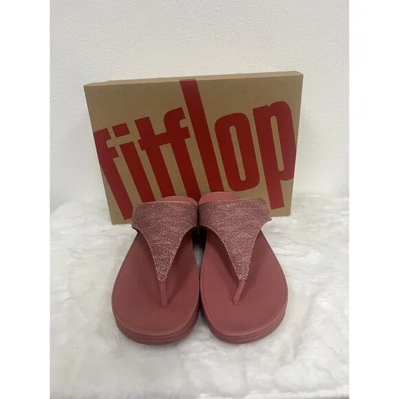 Fitflop Lulu Glitz Toepost Thong Sandals Warm Rose  Womens Sz 10 Comfort NEW