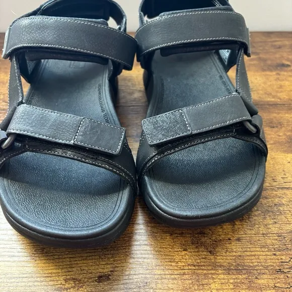 FitFlop Mens Sandals 10 Black Leather Ryker Black Sport Adjustable Comfort