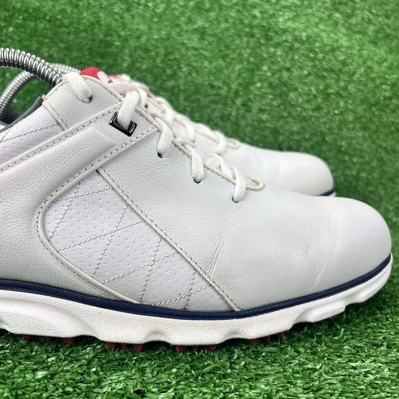 FootJoy FJ Men's 9.5 Pro SL White Red Leather Spikeless Golf Shoes 53243 Comfort