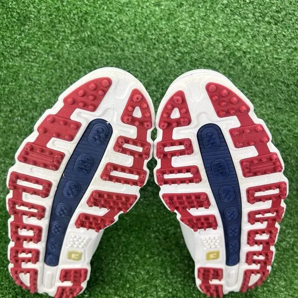 FootJoy FJ Men's 9.5 Pro SL White Red Leather Spikeless Golf Shoes 53243 Comfort