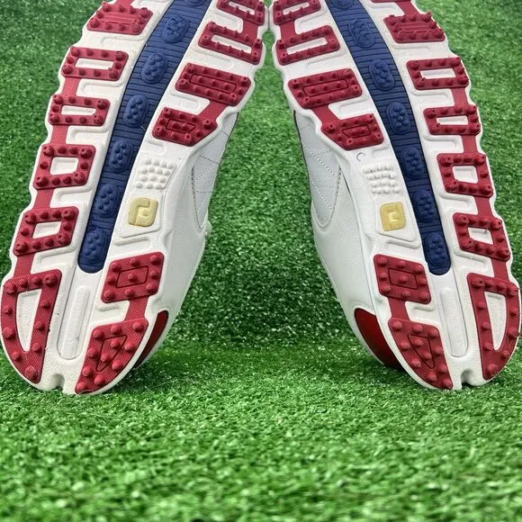 FootJoy FJ Men's 9.5 Pro SL White Red Leather Spikeless Golf Shoes 53243 Comfort