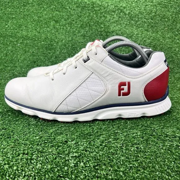 FootJoy FJ Men's 9.5 Pro SL White Red Leather Spikeless Golf Shoes 53243 Comfort