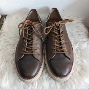 FRYE Gates Low Top Lace Up Dark Brown Leather Sneakers Shoes 10.5