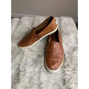 Frye Ivy Slip On Comfort Sneakers, Women's size 9M Cognac, Distressed leather