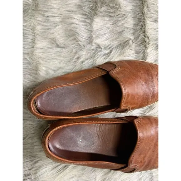 Frye Ivy Slip On Comfort Sneakers, Women's size 9M Cognac, Distressed leather