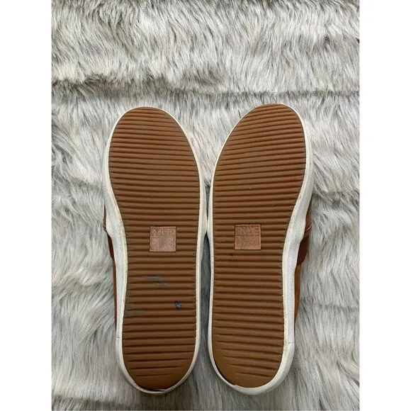 Frye Ivy Slip On Comfort Sneakers, Women's size 9M Cognac, Distressed leather