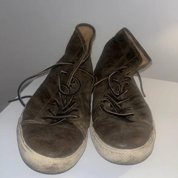 Frye Men's Chambers Cap Toe High Top Sneaker - Brown Leather | Size 10.5