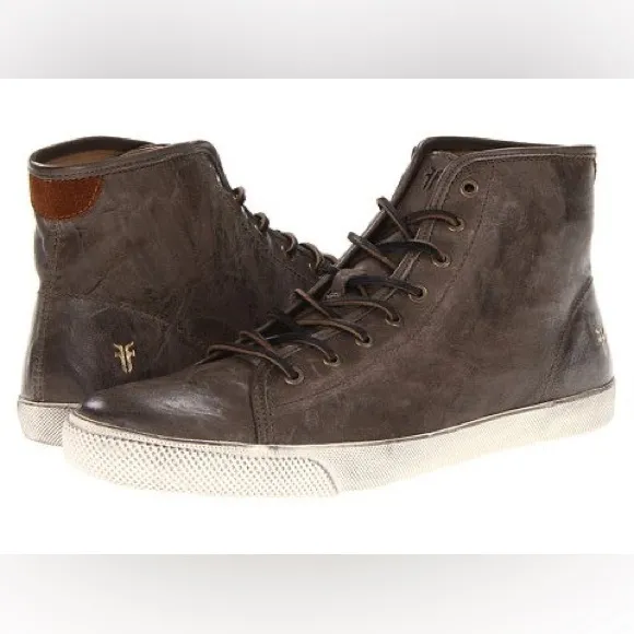 Frye Men's Chambers Cap Toe High Top Sneaker - Brown Leather | Size 10.5