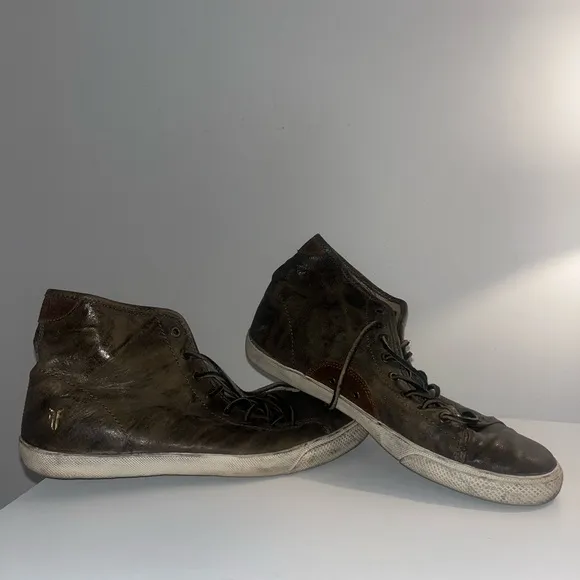 Frye Men's Chambers Cap Toe High Top Sneaker - Brown Leather | Size 10.5