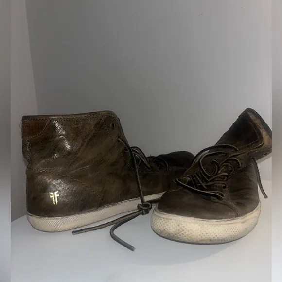 Frye Men's Chambers Cap Toe High Top Sneaker - Brown Leather | Size 10.5