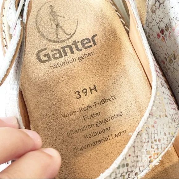 Ganter Sandals Womens Sz 8.5 39H Comfort Animal Skin Walking Leather Support