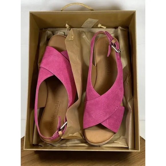 gentle souls by Kenneth Cole Kiki Comfort Sandals Size 8.5M Hot Pink Leather NWT