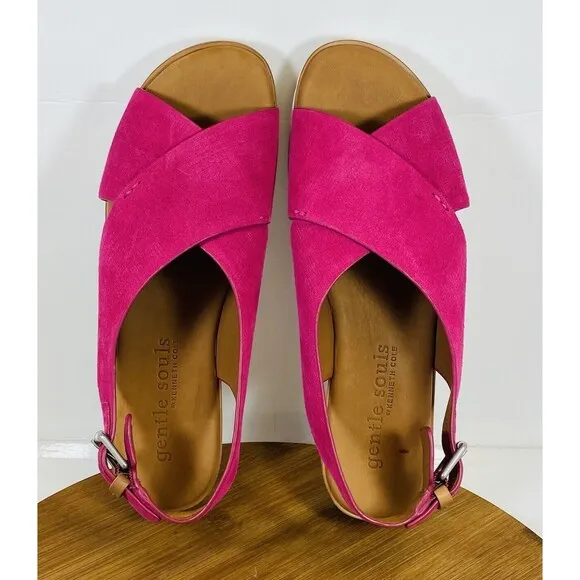 gentle souls by Kenneth Cole Kiki Comfort Sandals Size 8.5M Hot Pink Leather NWT
