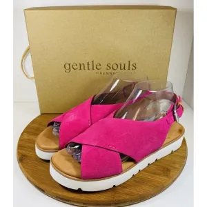 gentle souls by Kenneth Cole Kiki Comfort Sandals Size 8.5M Hot Pink Leather NWT