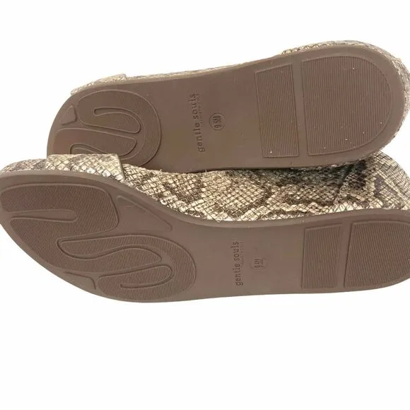 Gentle Souls Wedge Sandals Women's Gisele GSS8014EB Brown Beige T Strap SZ 9.5M