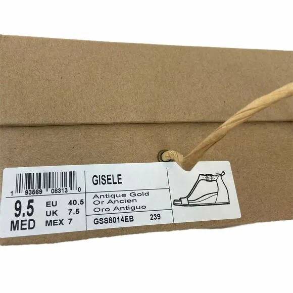 Gentle Souls Wedge Sandals Women's Gisele GSS8014EB Brown Beige T Strap SZ 9.5M
