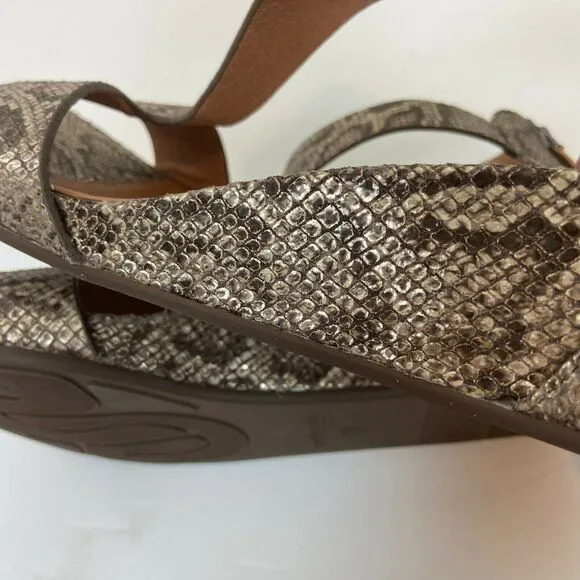 Gentle Souls Wedge Sandals Women's Gisele GSS8014EB Brown Beige T Strap SZ 9.5M