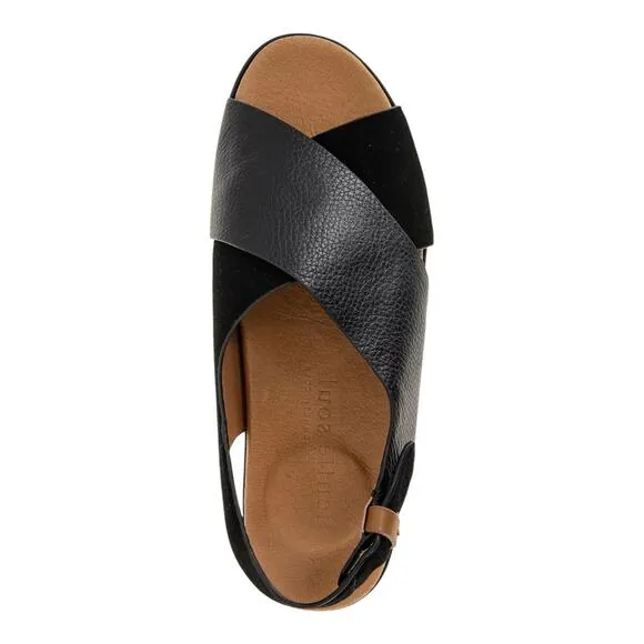 Gentle Souls Women's Lori Leather Crisscross Slingback Sandals Black Size 8
