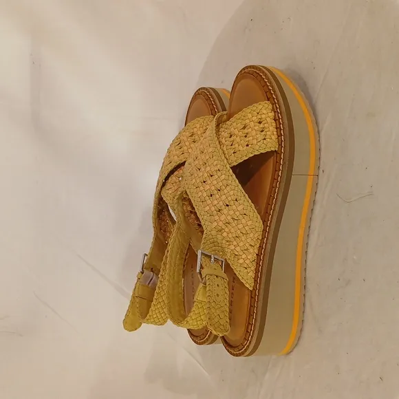 Gorgeous NWOT Robert Clergerie (France) Tan &amp; Pink Woven Platform Sandals
