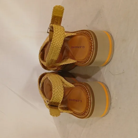 Gorgeous NWOT Robert Clergerie (France) Tan &amp; Pink Woven Platform Sandals